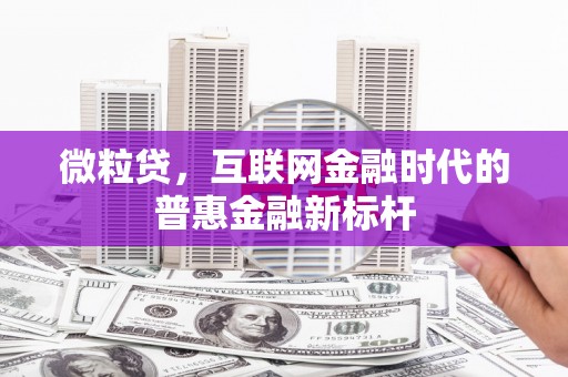 江华微粒贷，互联网金融时代的普惠金融新标杆
