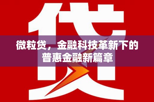 江华微粒贷，金融科技革新下的普惠金融新篇章