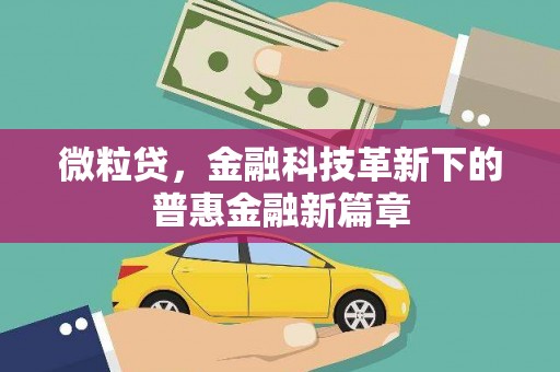 江华微粒贷，金融科技革新下的普惠金融新篇章