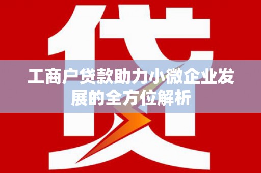江华工商户贷款助力小微企业发展的全方位解析