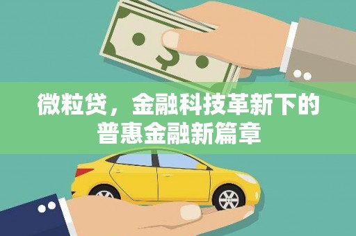 江华微粒贷，金融科技革新下的普惠金融新篇章